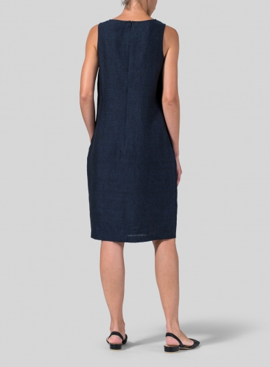 Linen Sleeveless Mid-Length Dress