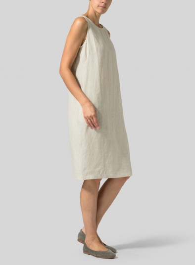 Linen Sleeveless Mid-Length Dress