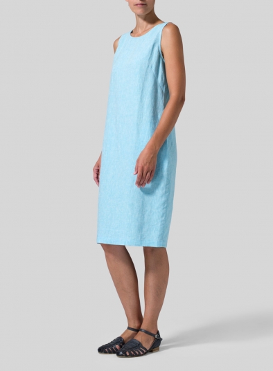 Linen Sleeveless Mid-Length Dress