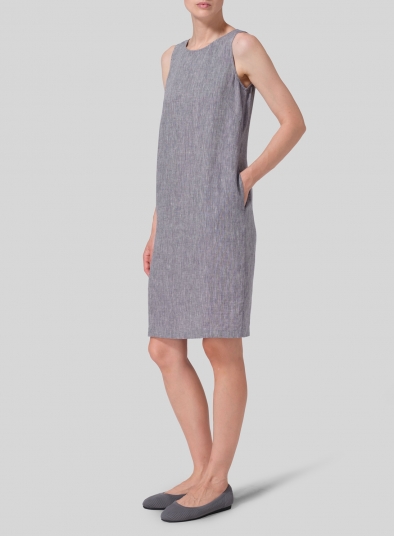 Linen Sleeveless Mid-Length Dress