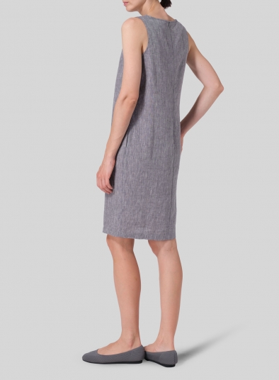 Linen Sleeveless Mid-Length Dress