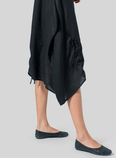 Linen Asymmetrical Hem Sleeveless Dress