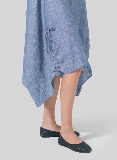 Linen Asymmetrical Hem Sleeveless Dress