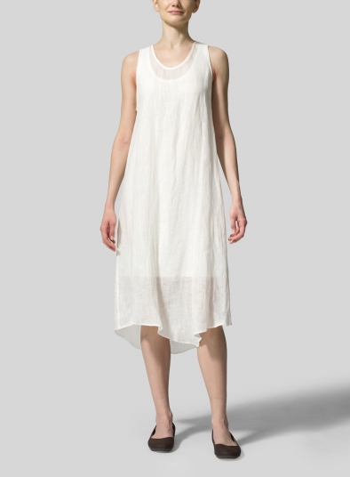 Linen Sleeveless Clear Long Dress