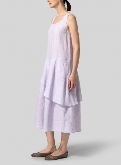 Linen Diagonal Layered Dress