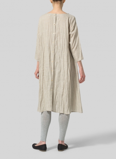 Linen A-Line Round Neck Dress