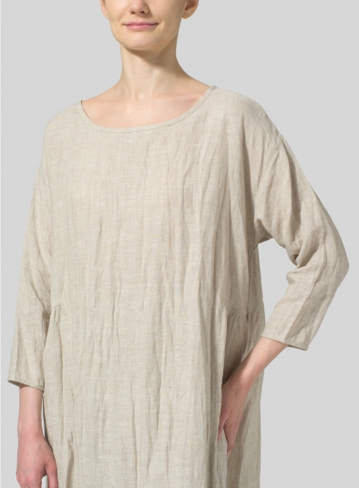 Linen A-Line Round Neck Dress