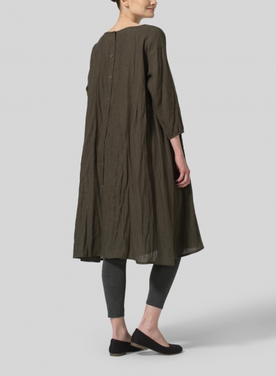 Linen A-Line Round Neck Dress