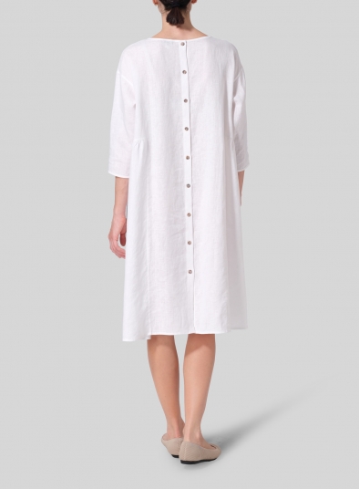 Linen A-Line Round Neck Dress