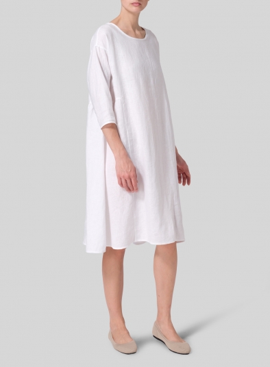 Linen A-Line Round Neck Dress