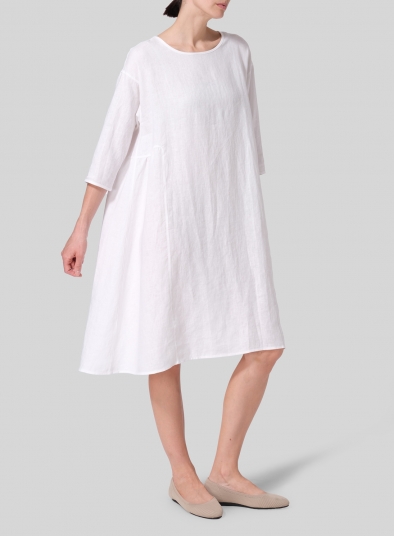 Linen A-Line Round Neck Dress