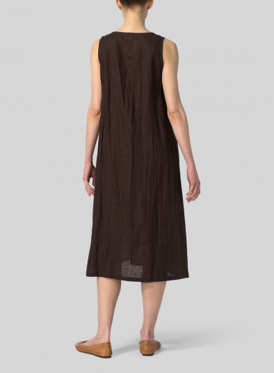 Linen Sleeveless Midi Dress