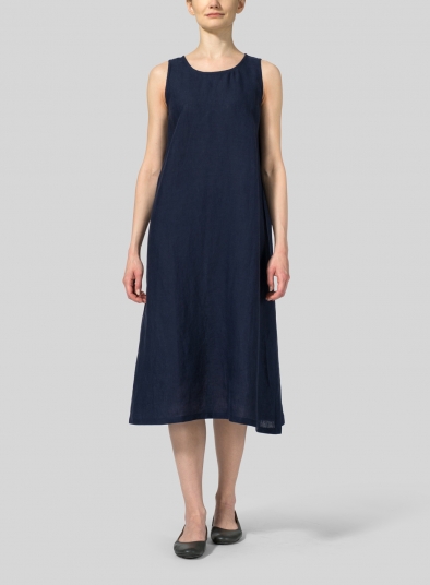 Linen Sleeveless Midi Dress