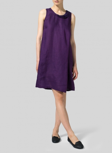 Linen Pleated A-Line Dress