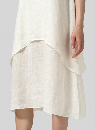 Linen Double Layer Sleeveless Tunic Dress