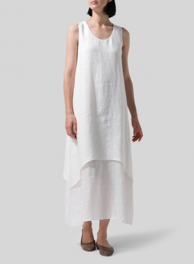 Linen Double Layer Extra Long Dress