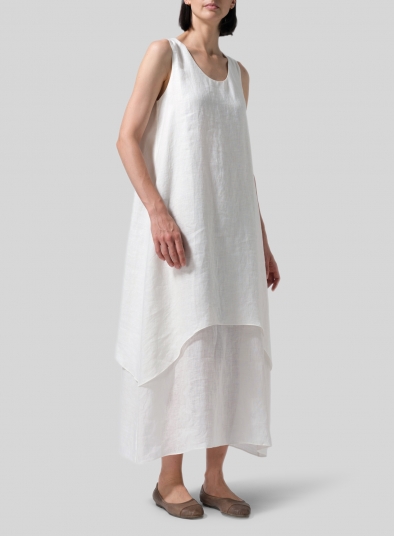 Linen Double Layer Extra Long Dress