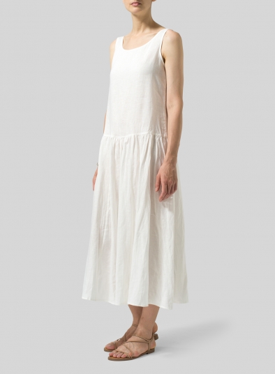 Linen Double Layers Flowy Long Dress