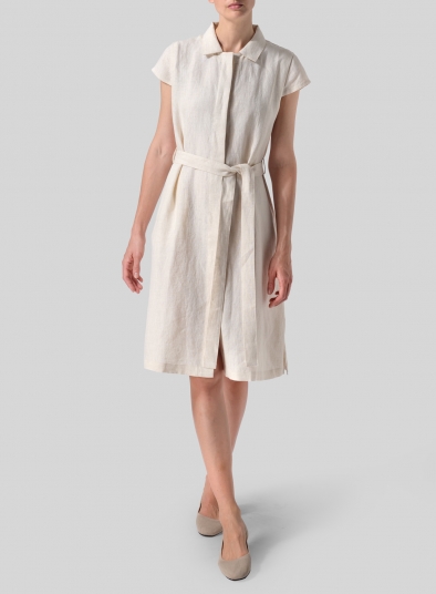 Linen Coat Dress with Tie