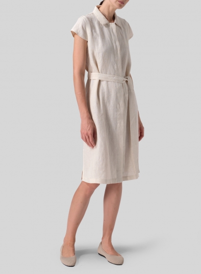 Linen Coat Dress with Tie