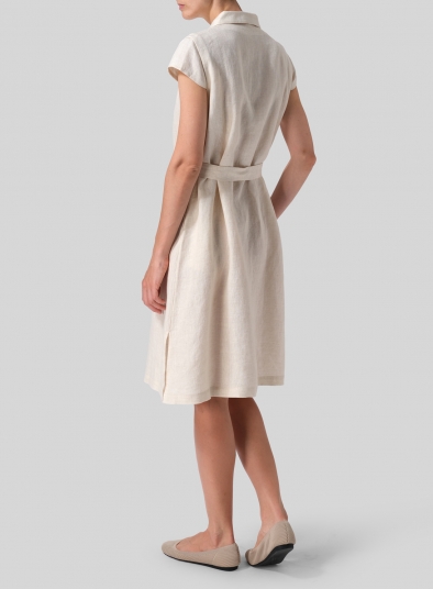 Linen Coat Dress with Tie