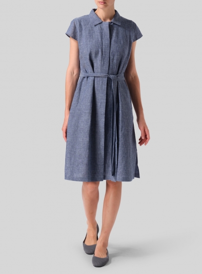 Linen Coat Dress with Tie