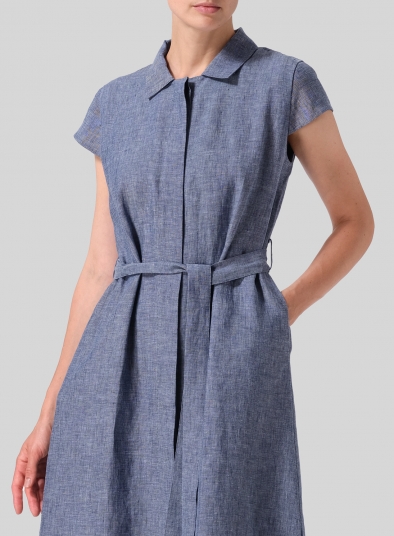 Linen Coat Dress with Tie