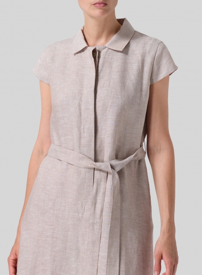 Linen Coat Dress with Tie