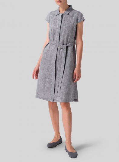 Linen Coat Dress with Tie