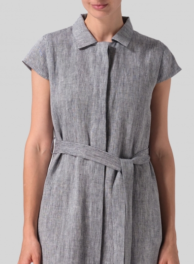 Linen Coat Dress with Tie