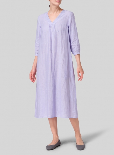 Linen A-line Embroidered Dress