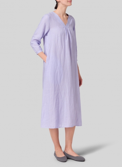 Linen A-line Embroidered Dress