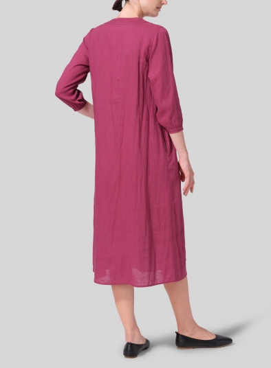 Linen A-line Embroidered Dress