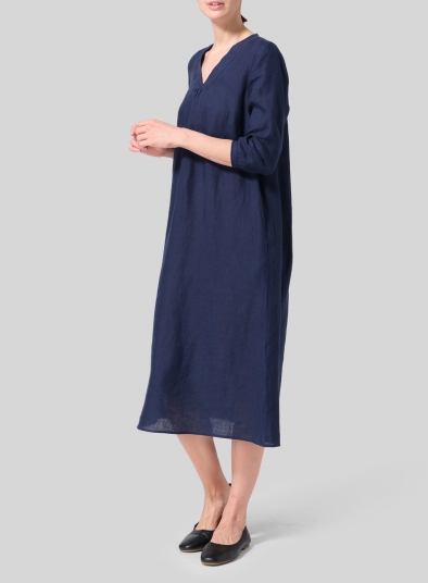 Linen A-line Embroidered Dress