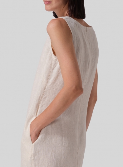 Linen Sleeveless Round Neck Dress
