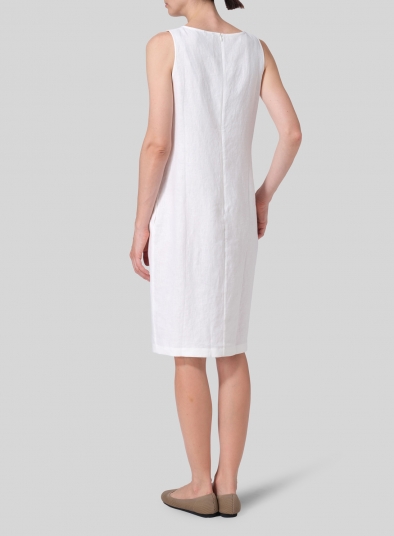 Linen Sleeveless Round Neck Dress