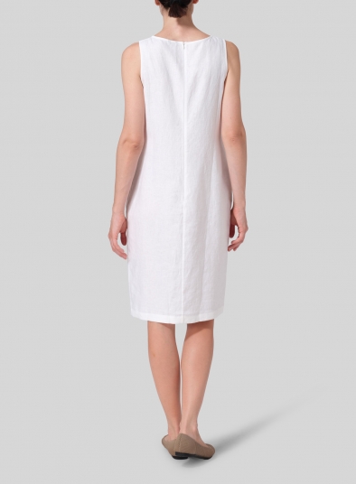 Linen Sleeveless Round Neck Dress