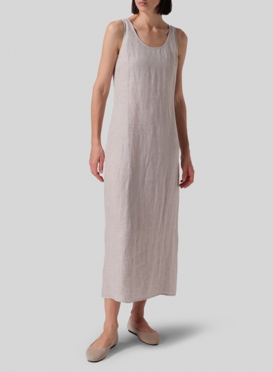 Linen Scoop Neck Sleeveless Long Dress