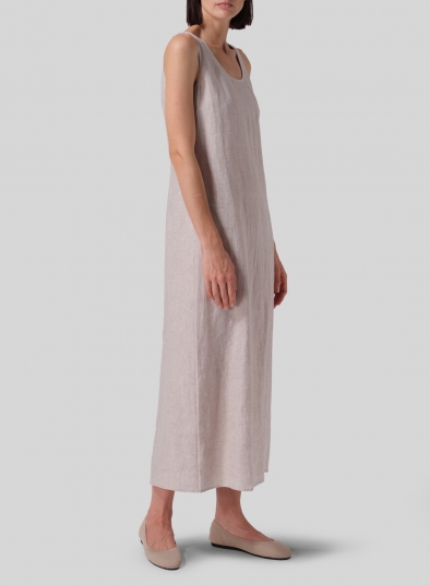 Linen Scoop Neck Sleeveless Long Dress