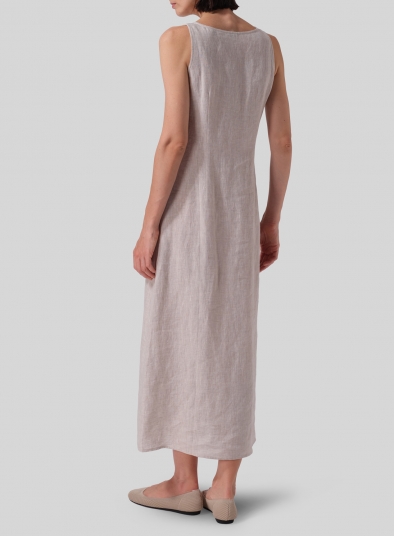 Linen Scoop Neck Sleeveless Long Dress