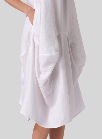 Linen Sleeveless Draped Dress
