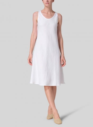 Linen Bias Cut A-Line Midi Dress