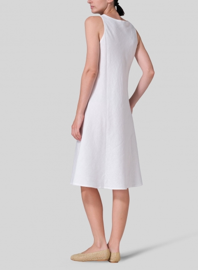 Linen Bias Cut A-Line Midi Dress