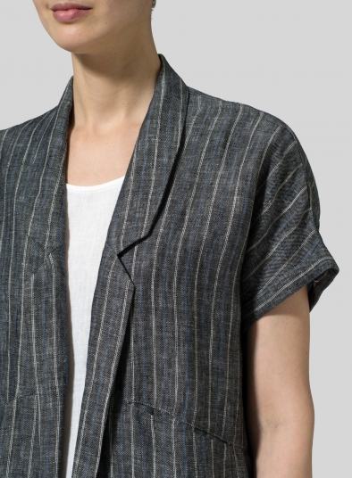 Twill Weave Linen Oversized Short Sleeve Jacket