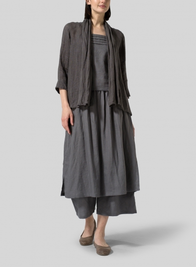 Gauze Linen Shawl Collar Jacket