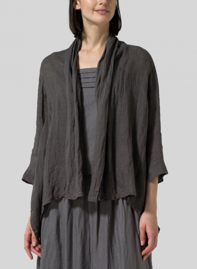 Gauze Linen Shawl Collar Jacket