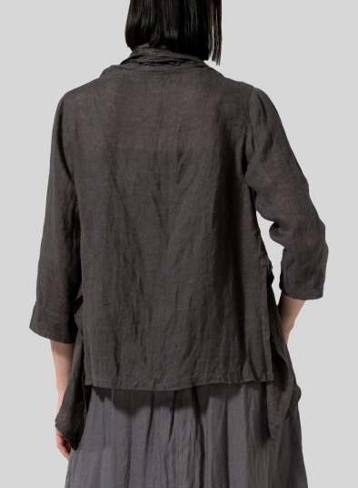 Gauze Linen Shawl Collar Jacket