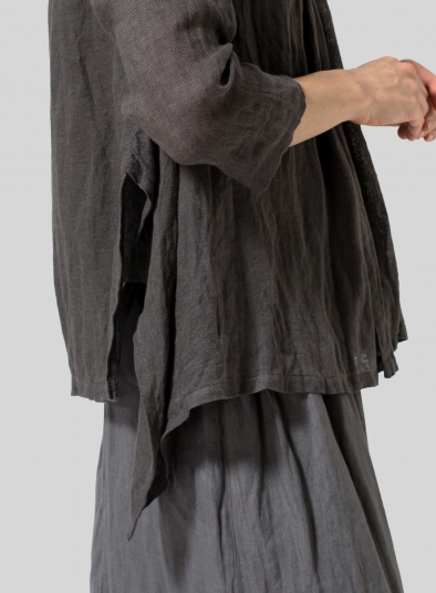 Gauze Linen Shawl Collar Jacket