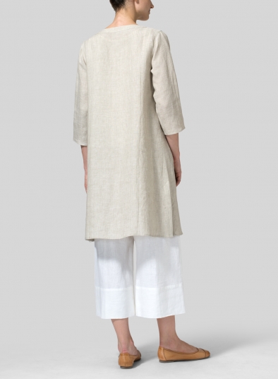 Linen Single-Button Oversized Jacket