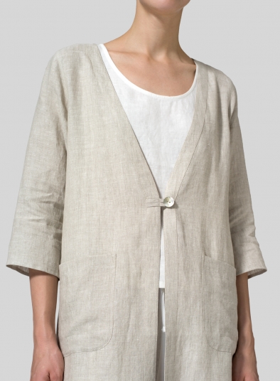 Linen Single-Button Oversized Jacket